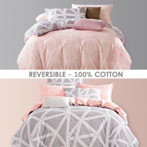 Ledia: 100% Cotton Reversible Quilt cover set